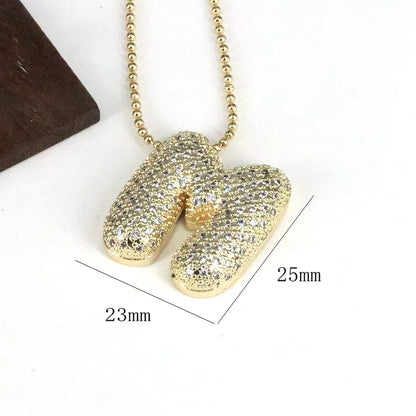 Copper 18K Gold Plated Simple Style Classic Style Inlay Letter Zircon Pendant Necklace