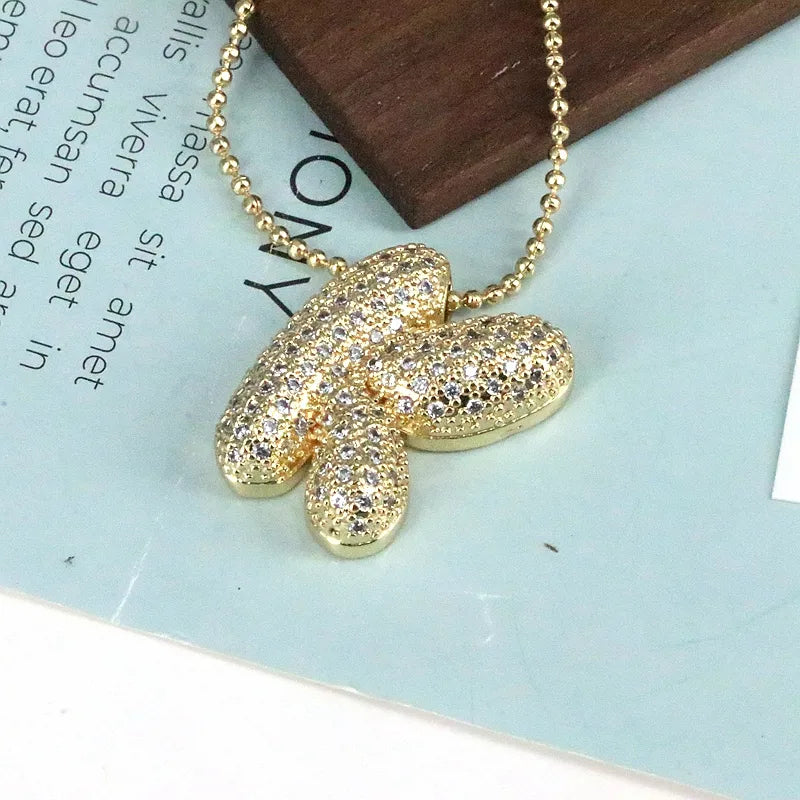 Copper 18K Gold Plated Simple Style Classic Style Inlay Letter Zircon Pendant Necklace