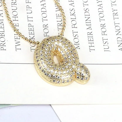 Copper 18K Gold Plated Simple Style Classic Style Inlay Letter Zircon Pendant Necklace