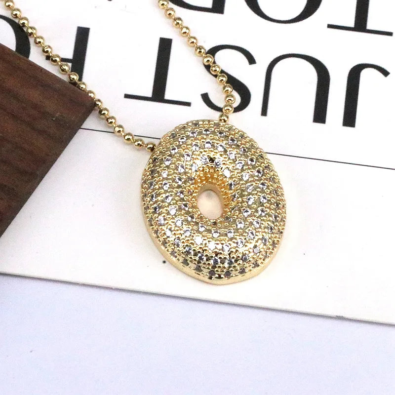 Copper 18K Gold Plated Simple Style Classic Style Inlay Letter Zircon Pendant Necklace