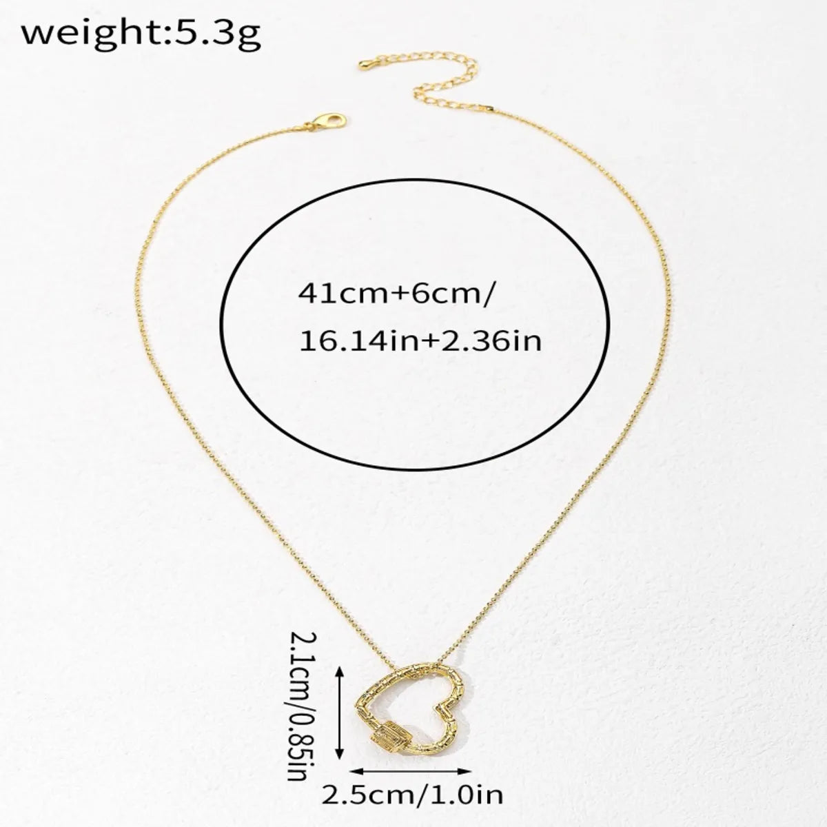 Copper 18K Gold Plated Simple Style Classic Style Plating Heart Shape Pendant Necklace