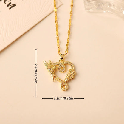 Copper 18K Gold Plated Simple Style Classic Style Plating Inlay Heart Shape Zircon Pendant Necklace