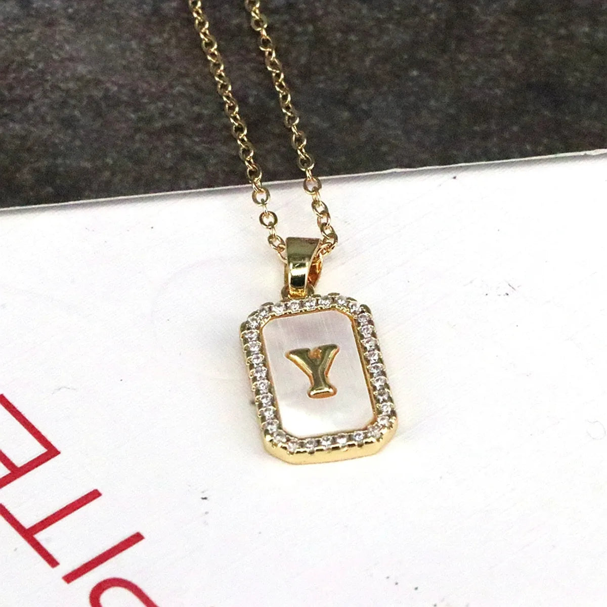 Copper 18K Gold Plated Simple Style Classic Style Plating Inlay Letter Shell Pendant Necklace