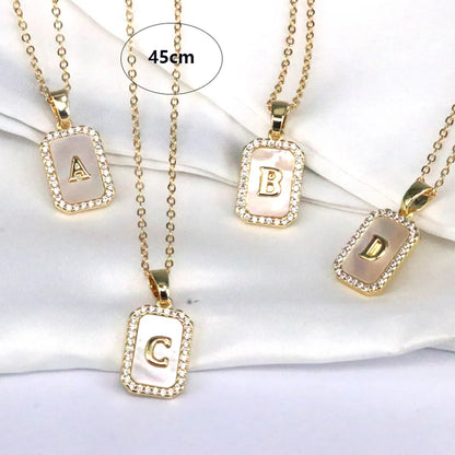 Copper 18K Gold Plated Simple Style Classic Style Plating Inlay Letter Shell Pendant Necklace