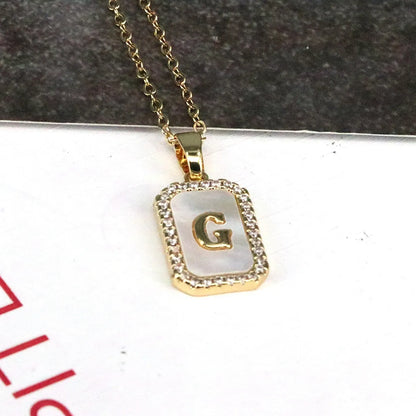 Copper 18K Gold Plated Simple Style Classic Style Plating Inlay Letter Shell Pendant Necklace