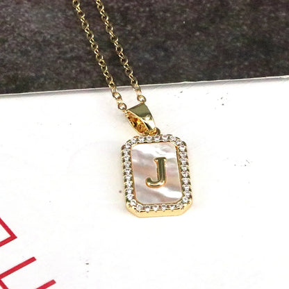 Copper 18K Gold Plated Simple Style Classic Style Plating Inlay Letter Shell Pendant Necklace