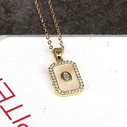 Copper 18K Gold Plated Simple Style Classic Style Plating Inlay Letter Shell Pendant Necklace