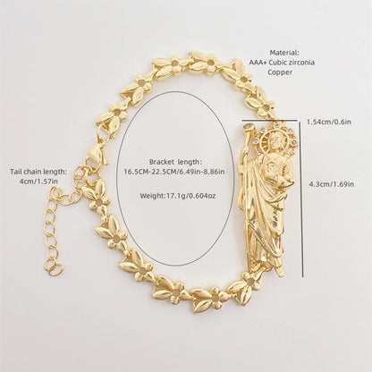 Copper 18K Gold Plated Simple Style Classic Style Plating Inlay Portrait Zircon Bracelets