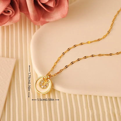 Copper 18K Gold Plated Simple Style Classic Style Plating Inlay Solid Color Zircon Pendant Necklace