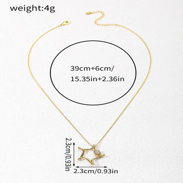 Copper 18K Gold Plated Simple Style Classic Style Plating Inlay Star Zircon Pendant Necklace