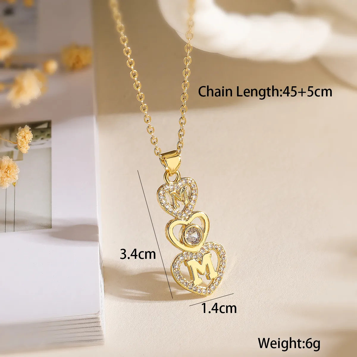 Copper 18K Gold Plated Simple Style Commute Hollow Out Inlay Love Star Heart Shape Zircon Pendant Necklace