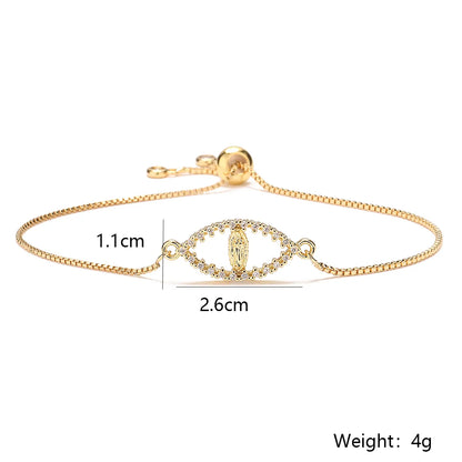 Copper 18K Gold Plated Simple Style Commute Human Inlay Zircon Bracelets