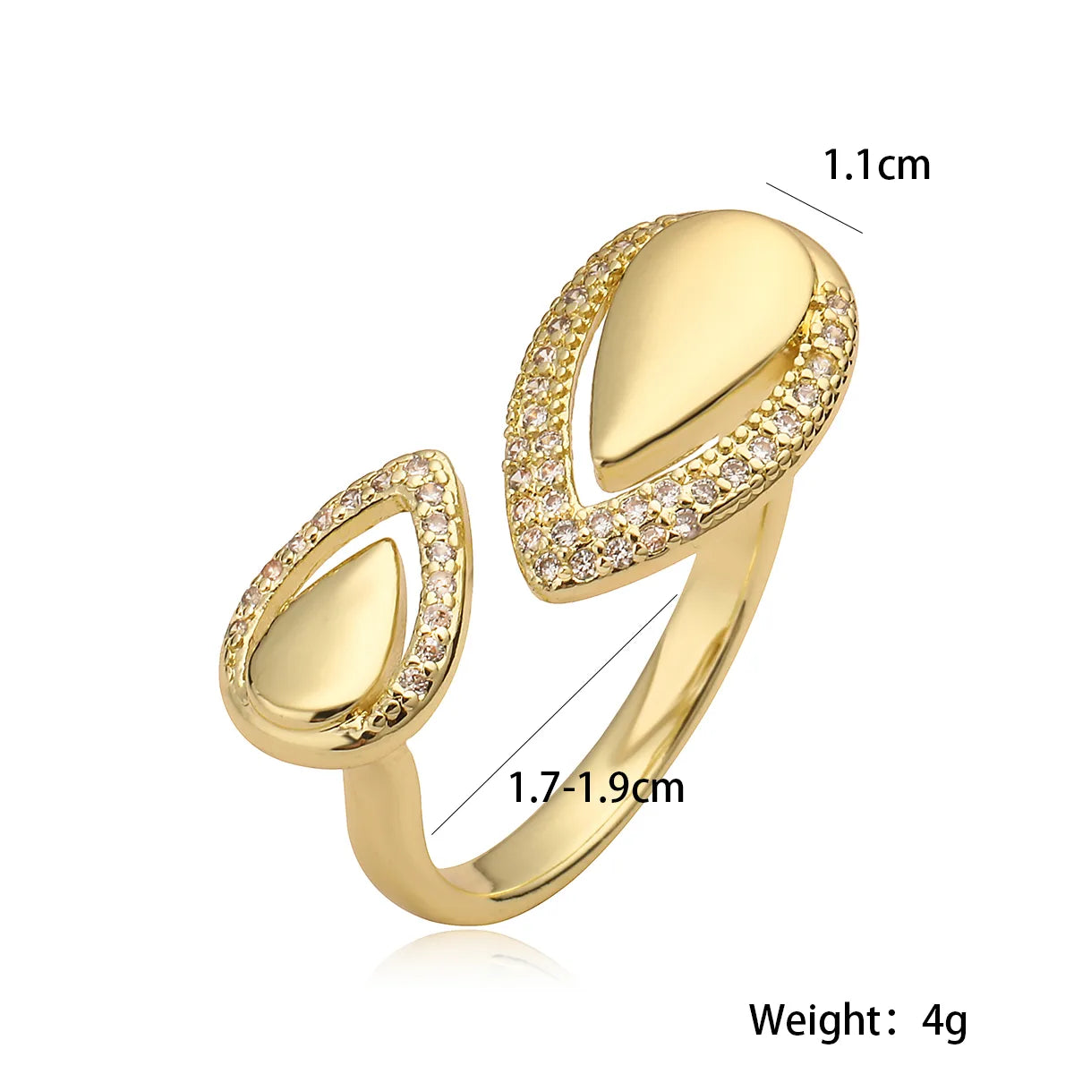 Copper 18K Gold Plated Simple Style Commute Inlay Geometric Zircon Open Rings