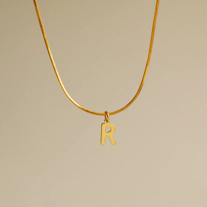 Wholesale Simple Style Commute Letter Copper 18K Gold Plated Pendant Necklace