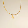 Wholesale Simple Style Commute Letter Copper 18K Gold Plated Pendant Necklace