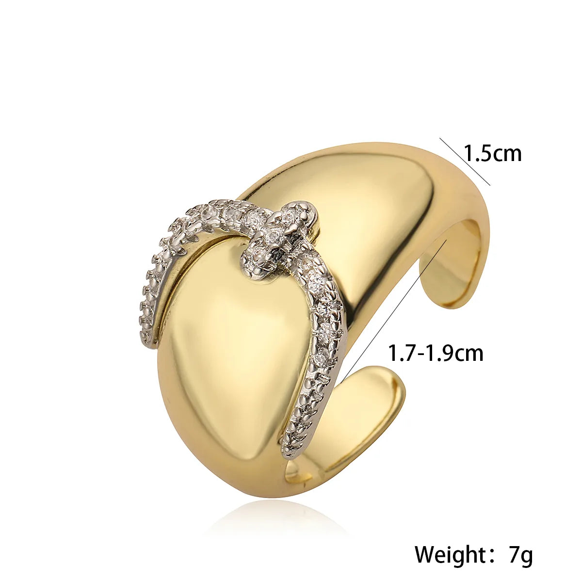 Copper 18K Gold Plated Simple Style Commute Plating Inlay Color Block Zircon Open Rings