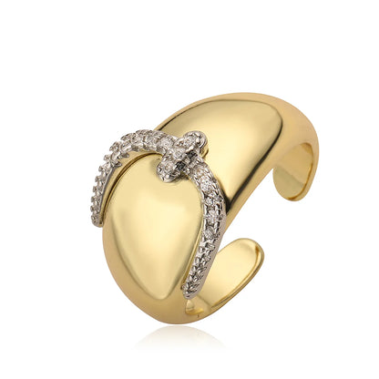 Copper 18K Gold Plated Simple Style Commute Plating Inlay Color Block Zircon Open Rings