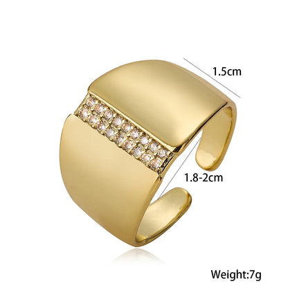 Copper 18K Gold Plated Simple Style Commute Plating Inlay Geometric Zircon Open Rings