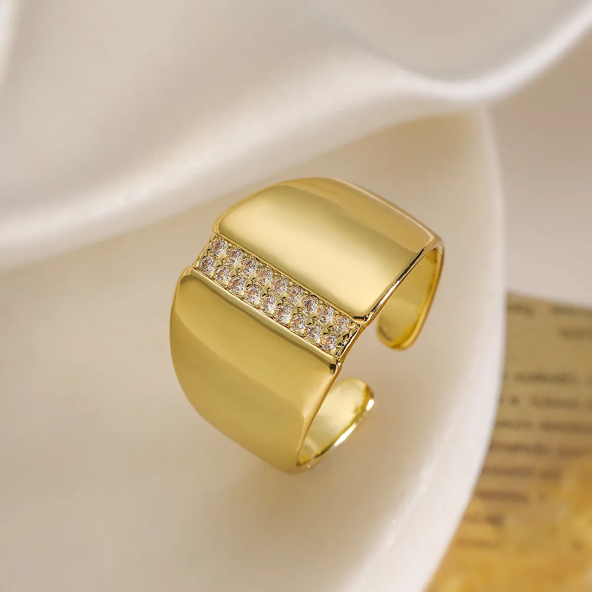 Copper 18K Gold Plated Simple Style Commute Plating Inlay Geometric Zircon Open Rings