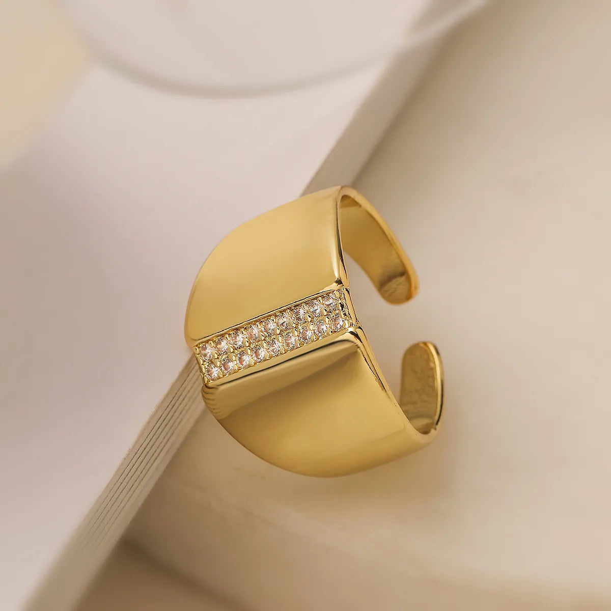 Copper 18K Gold Plated Simple Style Commute Plating Inlay Geometric Zircon Open Rings