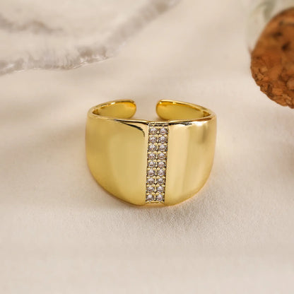 Copper 18K Gold Plated Simple Style Commute Plating Inlay Geometric Zircon Open Rings