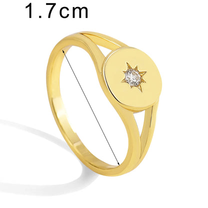 Copper 18K Gold Plated Simple Style Geometric Zircon Rings