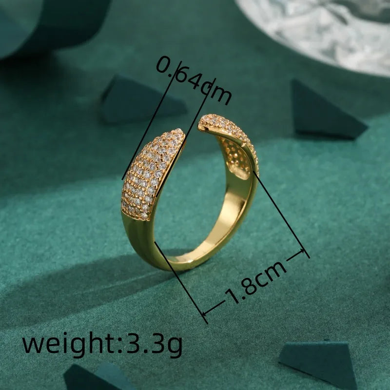 Copper 18K Gold Plated Simple Style Inlay Geometric Zircon Open Rings