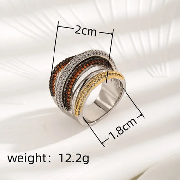 Copper 18K Gold Plated Simple Style Inlay Geometric Zircon Rings