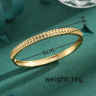 Copper 18K Gold Plated Simple Style Inlay Solid Color Zircon Bangle