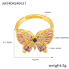 Copper 18K Gold Plated Simple Style Korean Style Inlay Butterfly Rhinestones Open Rings