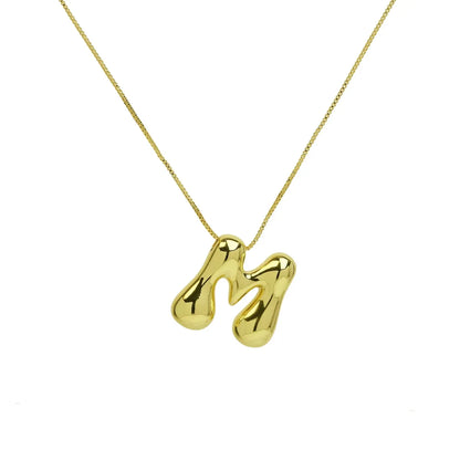 Copper 18K Gold Plated Simple Style Letter Plating Pendant Necklace