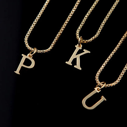 Copper 18K Gold Plated Simple Style Shiny Metallic Plating Letter Pendant Necklace