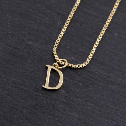 Copper 18K Gold Plated Simple Style Shiny Metallic Plating Letter Pendant Necklace