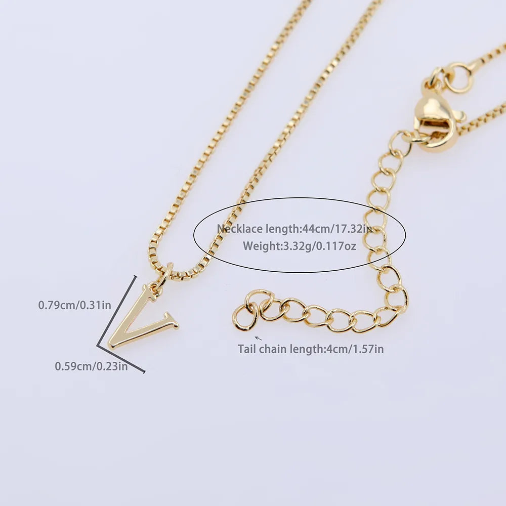 Copper 18K Gold Plated Simple Style Shiny Metallic Plating Letter Pendant Necklace