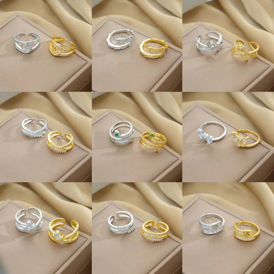 Copper 18K Gold Plated Simple Style Shiny Plating Snake Rings