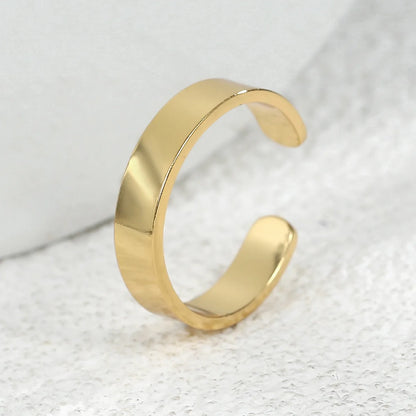 Copper 18K Gold Plated Simple Style Solid Color Open Rings