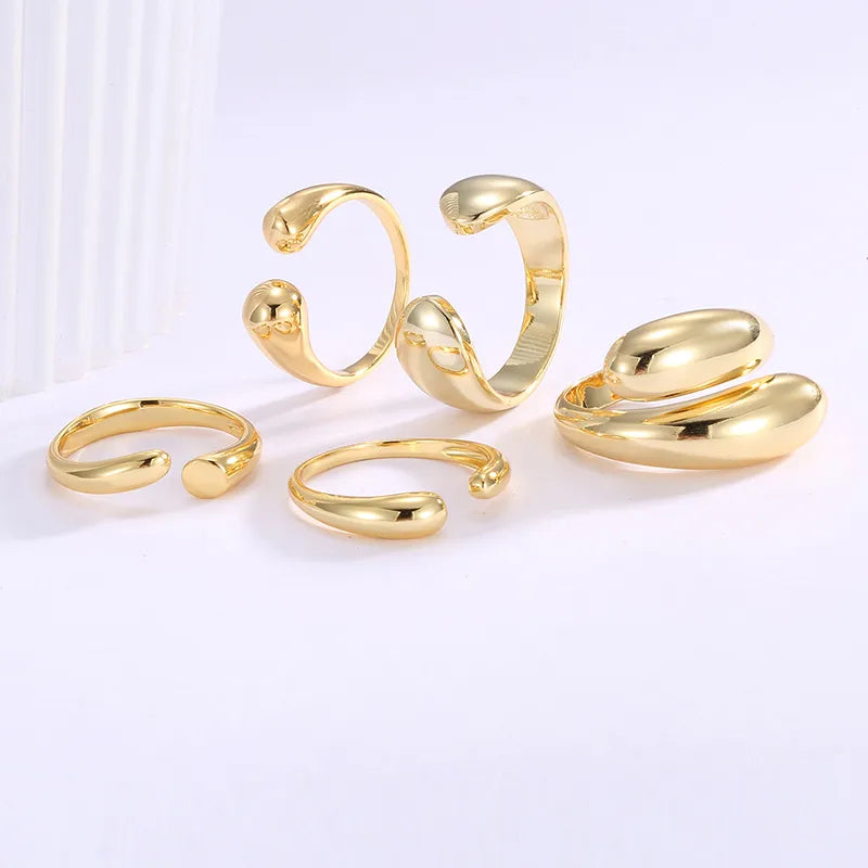 Copper 18K Gold Plated Solid Color Open Rings