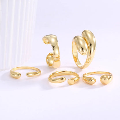 Copper 18K Gold Plated Solid Color Open Rings