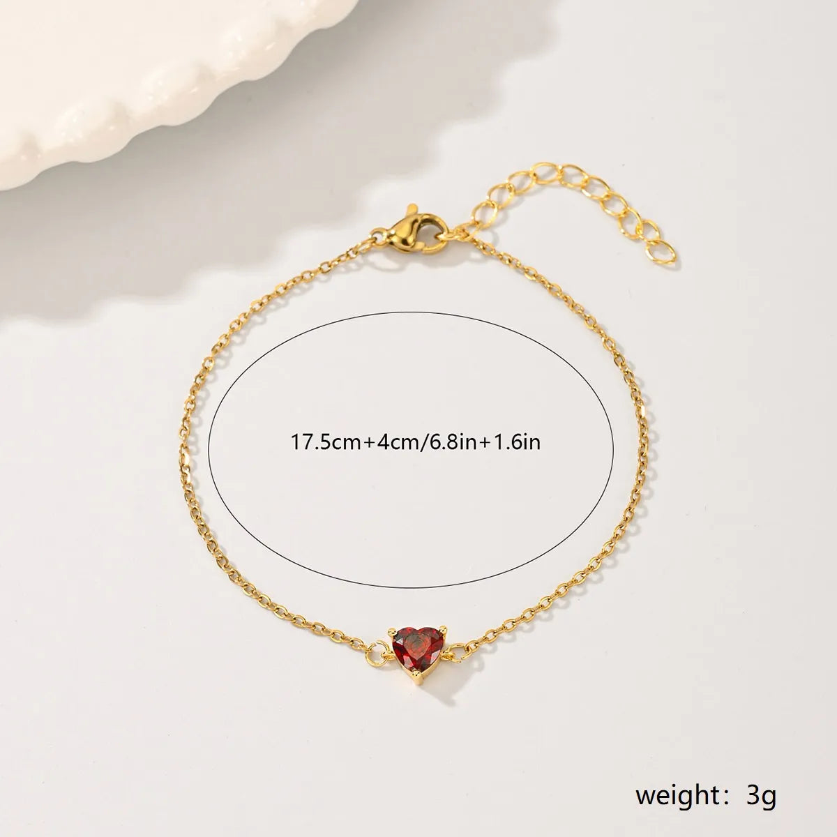 Copper 18K Gold Plated Sweet Simple Style Plating Inlay Heart Shape Zircon Bracelets