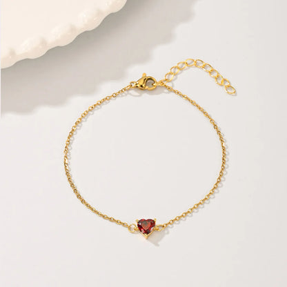 Copper 18K Gold Plated Sweet Simple Style Plating Inlay Heart Shape Zircon Bracelets