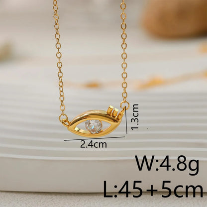 Copper 18K Gold Plated Vacation Simple Style Commute Hollow Out Inlay Devil'S Eye Zircon Necklace