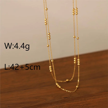 Copper 18K Gold Plated White Gold Plated Chain Inlay Shell Crystal Double Layer Necklaces