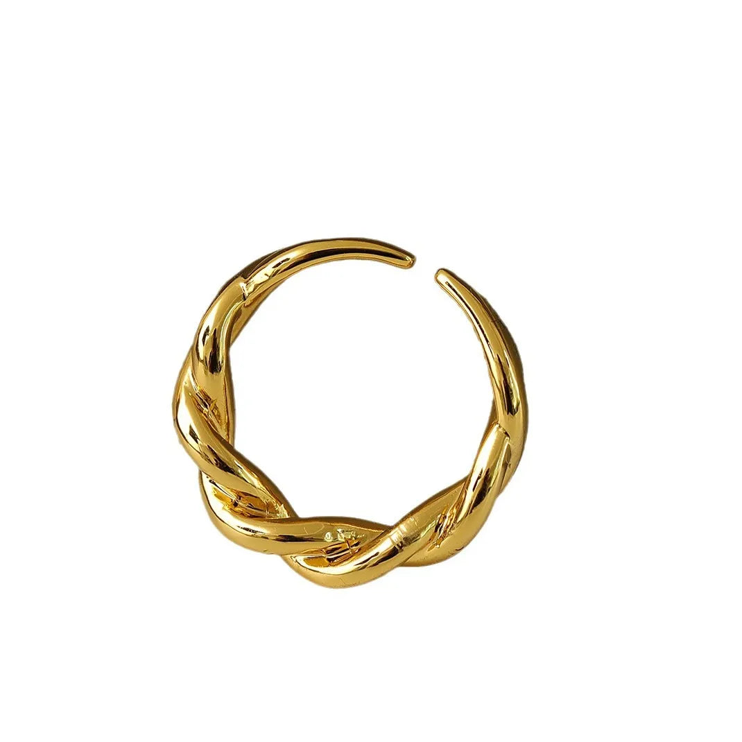 Copper 18K Gold Plated White Gold Plated IG Style Punk Commute Solid Color Twist Open Rings