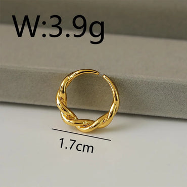 Copper 18K Gold Plated White Gold Plated IG Style Punk Commute Solid Color Twist Open Rings