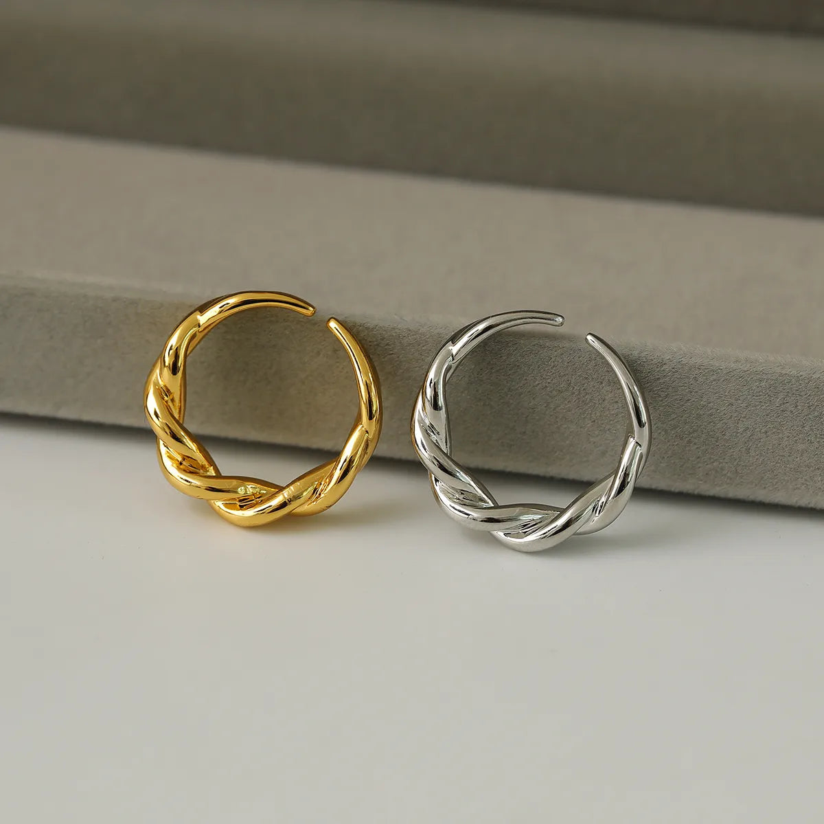 Copper 18K Gold Plated White Gold Plated IG Style Punk Commute Solid Color Twist Open Rings