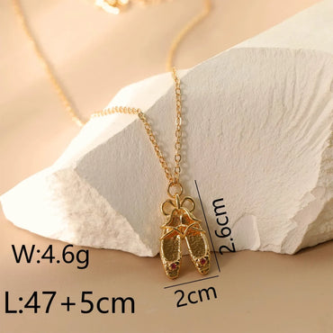 Copper 18K Gold Plated White Gold Plated Inlay Shoe Zircon Pendant Necklace