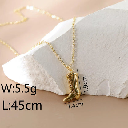 Copper 18K Gold Plated White Gold Plated Inlay Shoe Zircon Pendant Necklace