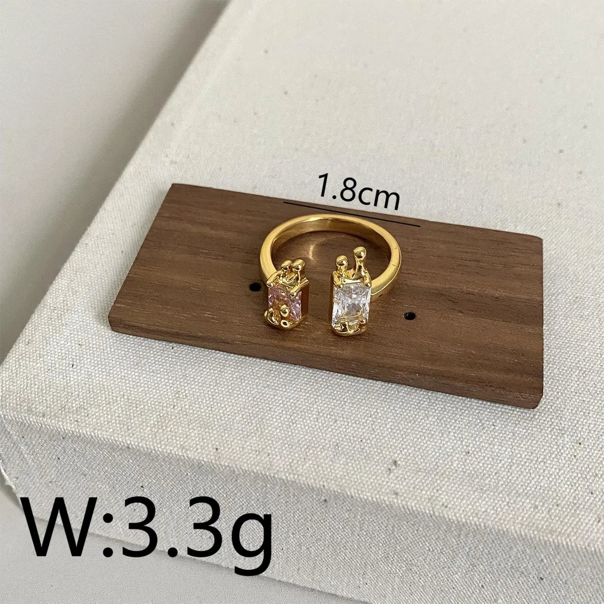 Copper 18K Gold Plated White Gold Plated Punk Beach Commute Inlay Square Zircon Open Rings