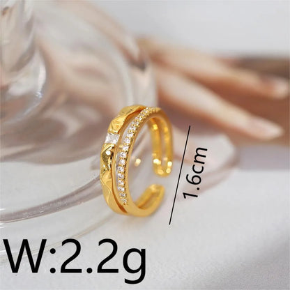 Copper 18K Gold Plated White Gold Plated Simple Style Classic Style Plating Inlay Square Zircon Rings