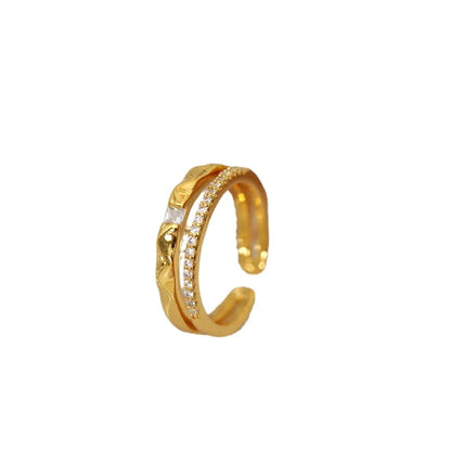 Copper 18K Gold Plated White Gold Plated Simple Style Classic Style Plating Inlay Square Zircon Rings